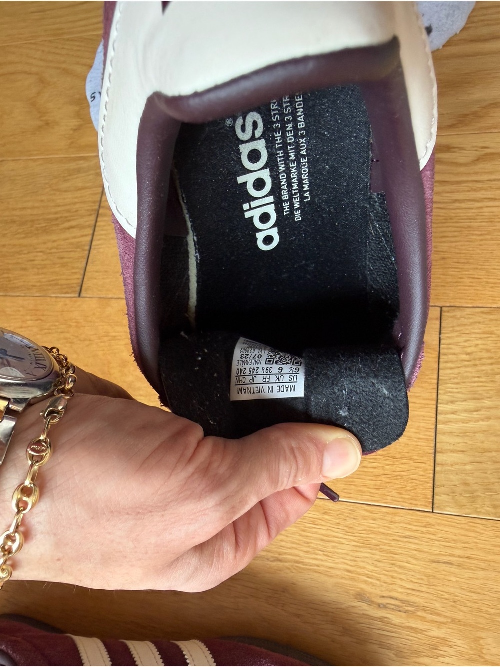 Adidas Gazelle Burgundy Suede Sneakers with White Stripes - Picture 5 of 5